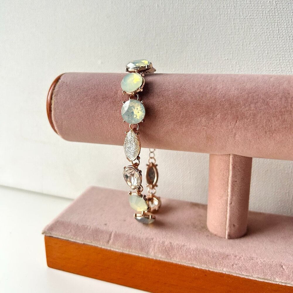 Vintage Rose Gold Clear and Shimmer Stone Chain Bracelet